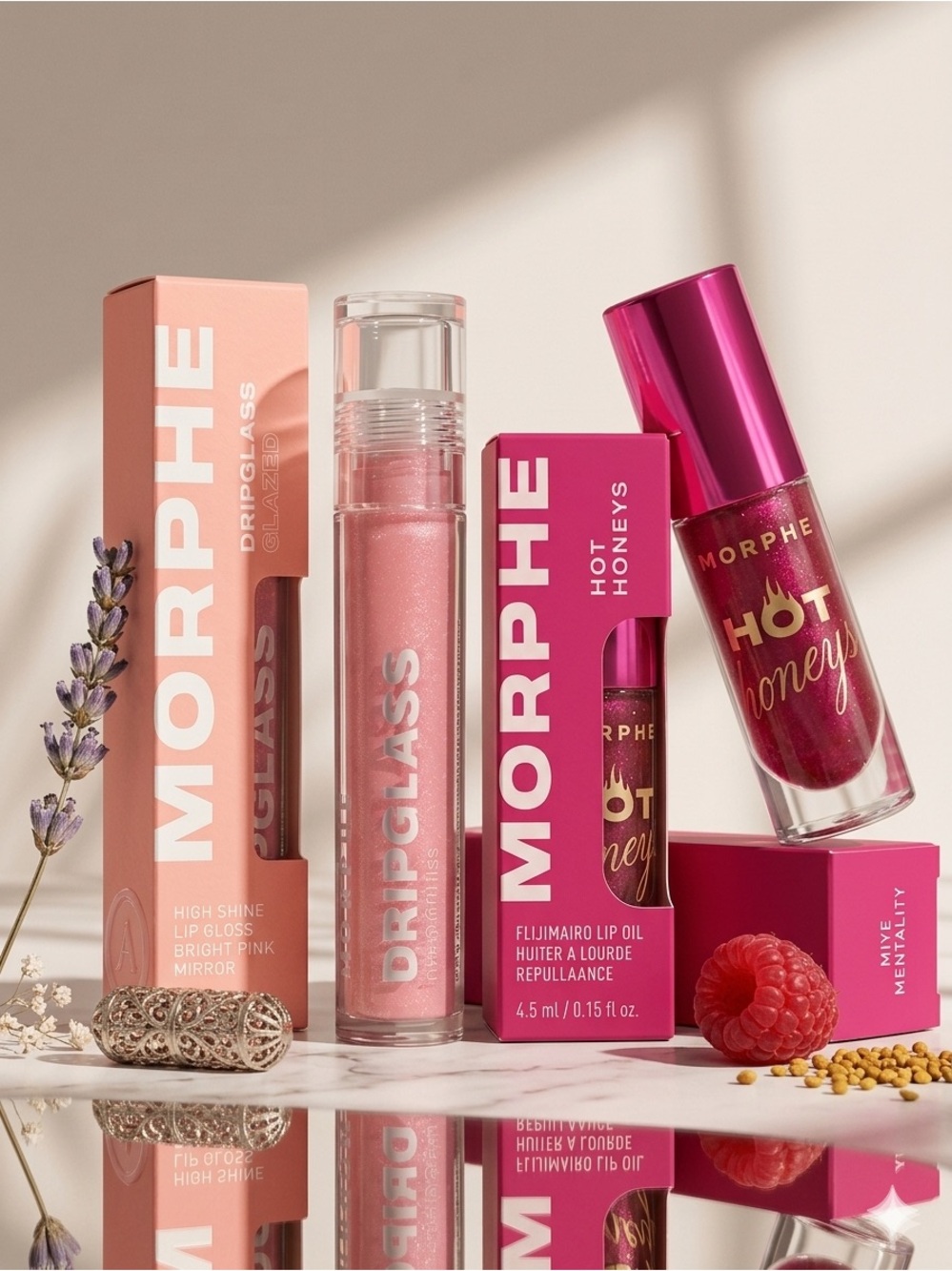 The Viral Pink Mirror Set Limited Edition DUO MORPHE HOT HONEY& DRIPGLASS